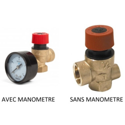 SOUPAPE DE SECURUITE CHAUFFAGE (avec et sans manometre)